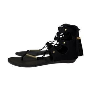 Aldo Jakki Faux Suede Gladiator Tassel Lace Up Ankle Sandals
Women’s 8.5 Black